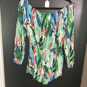 Forever 21 Multicolor Leaf Print Romper